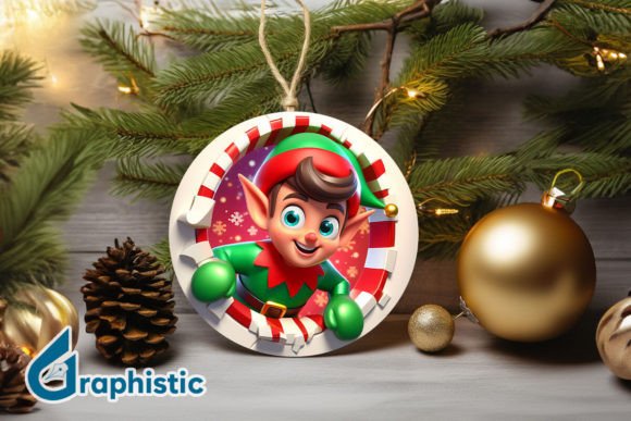3D Cute ELF Christmas Ornament F 132 for Illustrations