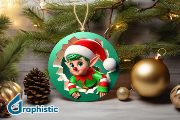 3D Cute ELF Christmas Ornament F 134 for Illustrations