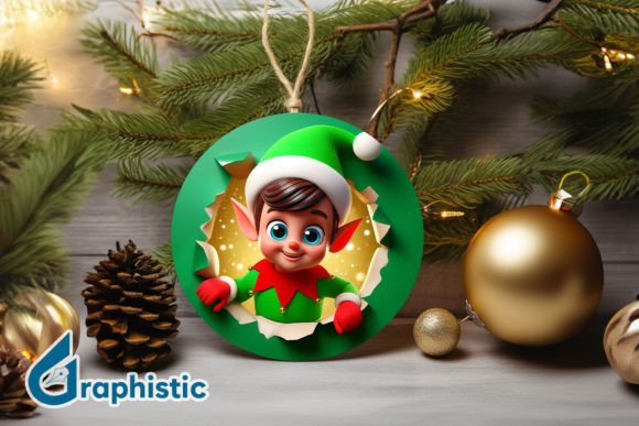 3D Cute ELF Christmas Ornament F 138 for Illustrations