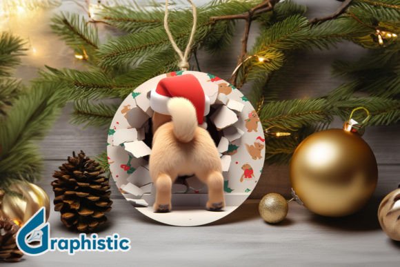 3D Dog Christmas Ornament Back 37 for Modern Illustrations