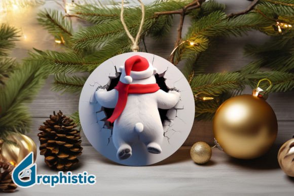 3D Polar Bear Christmas Ornament B 105 for Modern Illustrations