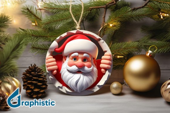 3D Santa Christmas Ornament Front 74 for Festive Illustrations