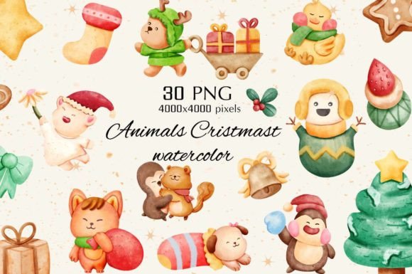 Animals Christmas Watercolor PNG Review