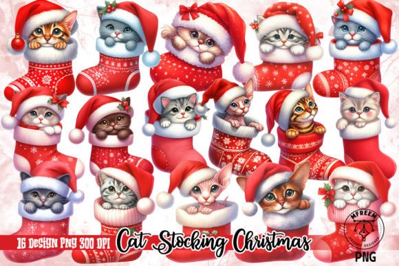 Cat Stocking Christmas Clipart PNG Review