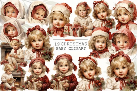 Christmas Baby Sublimation Clipart for Modern Illustrations