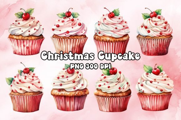 Christmas Cupcake Watercolor: Fresh Illustrations for Modern Blogs