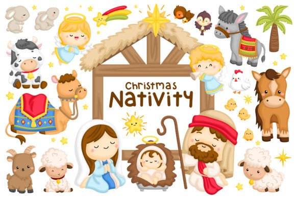 Christmas Nativity Clipart - Cute Animal Review for Modern Illustrations