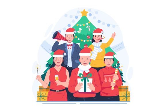 Christmas Party and New Year Celebration Illustrations Review