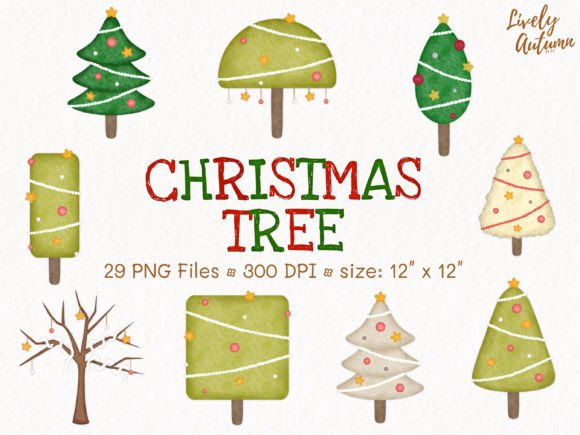 Christmas Tree PNG Files Set for Modern Illustrations