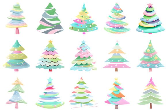 Christmas Trees in Pastel Colors: A Review of Modern Illustrations