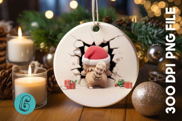 Cute Cat Christmas Ornament Back 09 Illustrations Review