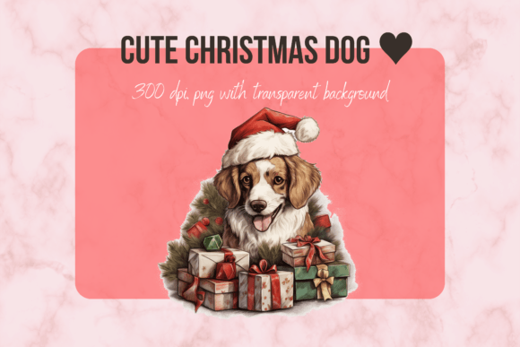 Cute Christmas Dog with Presents PNG for Illustrations