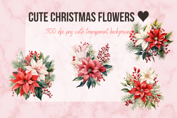 Cute Christmas Flowers PNG for Bloggers and Illustrations