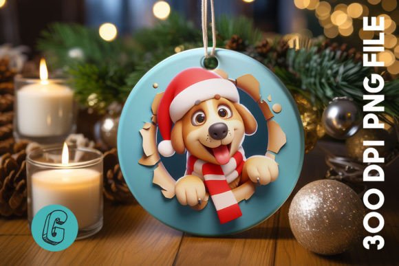 Cute Dog Christmas Ornament Front 30 for Illustrations