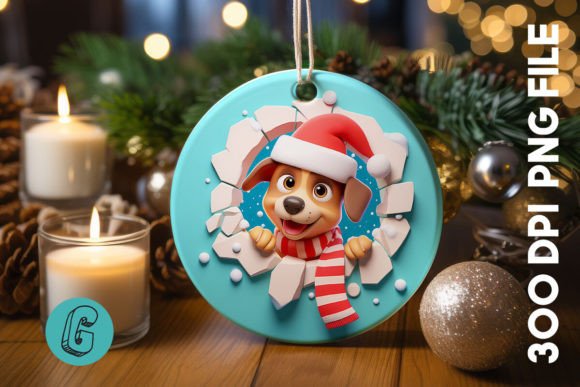Cute Dog Christmas Ornament Front 36 Illustrations for Bloggers