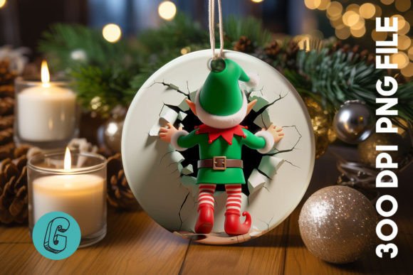 Cute ELF Christmas Ornament B 125 for Sellable Illustrations