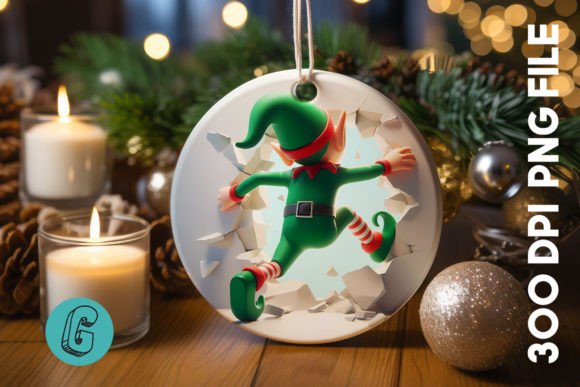 Cute ELF Christmas Ornament B 133 for Illustrations