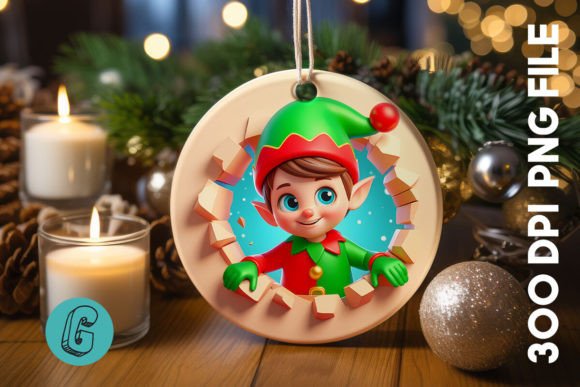 Cute ELF Christmas Ornament F 128 Illustrations Review