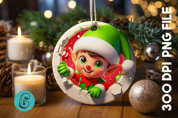 Cute ELF Christmas Ornament F 140 Illustrations for Local Brands
