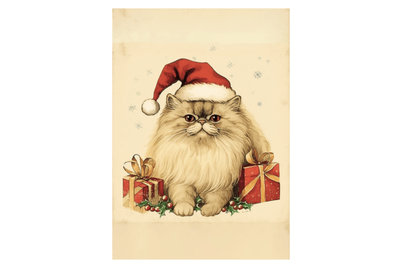 Cute Persian Cat Christmas Card: A Review of Illustrations