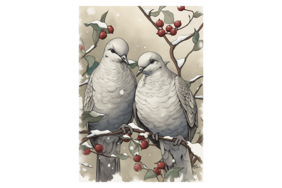 Doves Christmas Card: A Review for Modern Illustrations