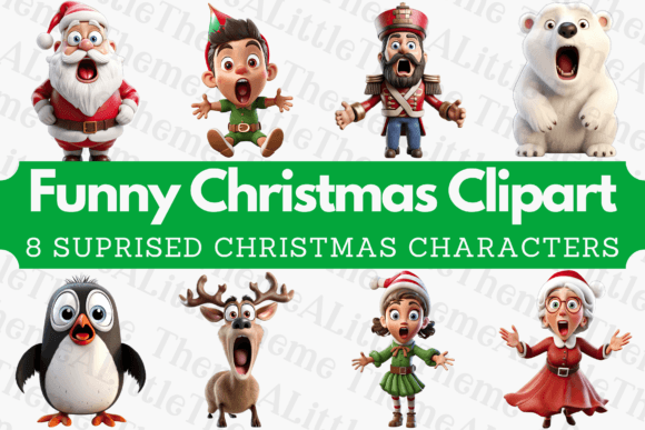 Funny Christmas Character Clipart 3D for Illustrations