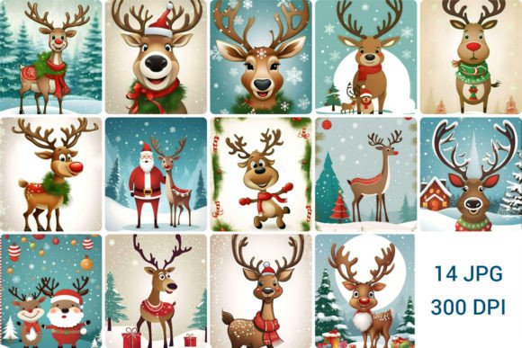 Funny Christmas Reindeer Illustrations for Digital Sellers