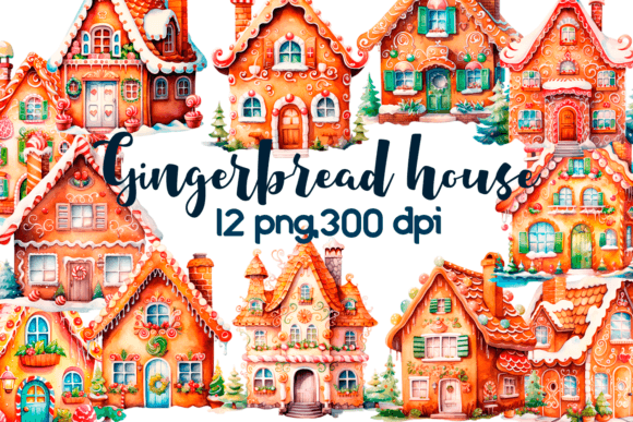 Gingerbread House, Christmas Clipart for Seasonal Illustrations