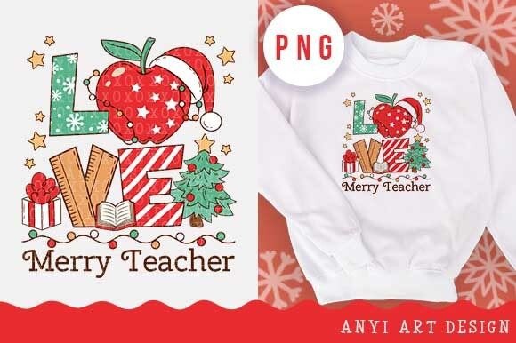 Love Teacher Christmas Sublimation PNG: A Review of Seasonal Illustrations