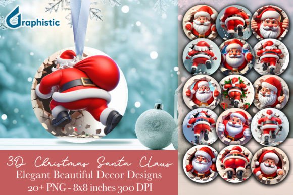 Ornament 2-side Santa Christmas Bundle: Premium Illustrations for Bloggers