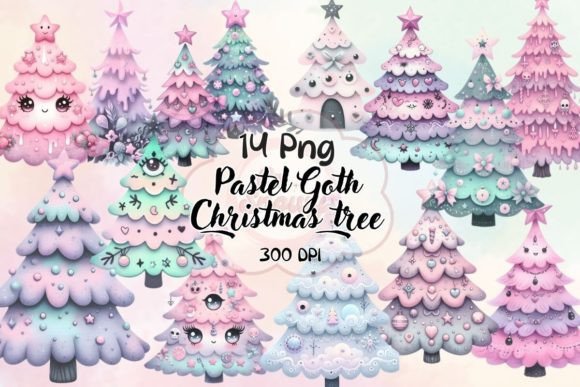 Pastel Goth Christmas Tree Sublimation for Illustrations