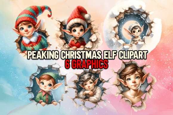 Peaking Christmas Elf Clipart: Essential Illustrations for Seasonal Publishing