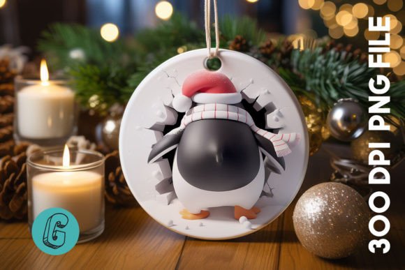 Penguin Christmas Ornament Back 85 Illustrations for Modern Publishing
