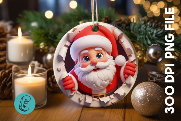 Santa Christmas Ornament Front 74 for Commercial Illustrations