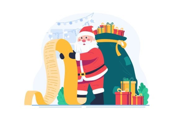 Santa Claus Reading Christmas Wish List