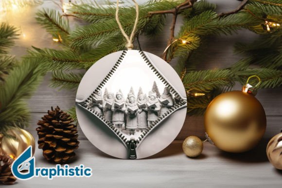 Unzipped 3D Christmas Ornament PNG 06 for Illustrations