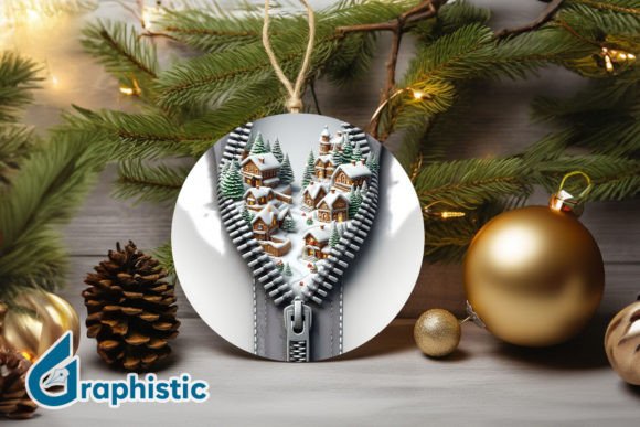 Unzipped 3D Christmas Ornament PNG 08 for Illustrations