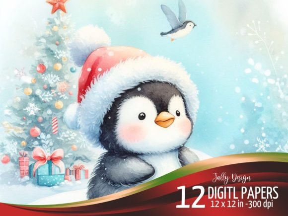 Watercolor Baby Penguin at Christmas: A Designer's Review of Illustrations