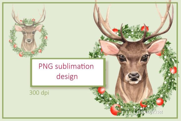 Watercolor Deer Christmas PNG: Premium Illustrations for Modern Publishing