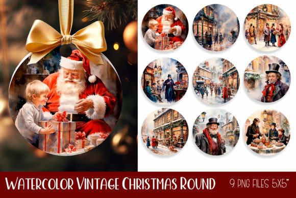 Watercolor Vintage Christmas Illustrations